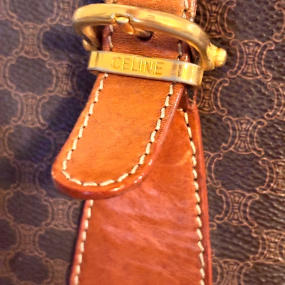 CELINE Vintage Macadame Brown Leather Medium Size Tote Bag - Picture 4 of 15